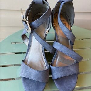 Guess Blue Suede Strappy Ankle-Wrap Heels